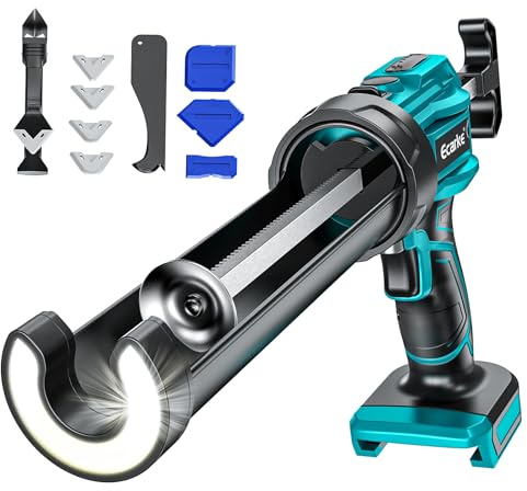 Ecarke Batteripatronpress, kompatibel med Makita 18 V-batteri, borstlös motor, 6 stegs varvtalsreglering med LED, för 300 ml patroner – professionell fogpistol för renovering och hushåll (utan batteri