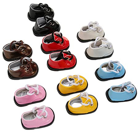 CHICIRIS Scarpe in Pelle PU per Bambole Scarpe Alla Moda Squisite per lo Styling Bambole da 20 Cm, 7 Paia in Pelle Lucida per Abiti Carini per Riunioni di Famiglia