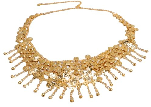 Emoshayoga Cinturón de Bufanda de Cadera para Danza del Vientre, Elegante Accesorio de Cintura con Cadena Brillante para Puesta en Escena y Clase de Baile, Material de Hierro, 1 Unidad (Oro)