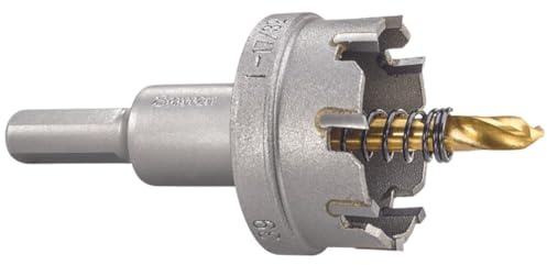 Starrett Tungsten Carbide Tipped Hole Saw - SM39 Sheet Metal Cutter With Arbor & Pilot Drill Bit - For Drilling Stainless Steel Aluminum Alloy - 39 mm