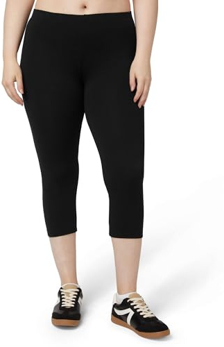 No nonsense Women’s Capri Leggings - Soft Cotton Feel, Comfortable & Perfect for Layering, Gentle Elastic Waistband, Women's Pants, Black, Medium