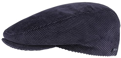 Lipodo Cordial Flatcap Schirmmütze Breitcord Uni einfarbig Made in Italy Damen und Herren Sommer Winter blau L (58-59 cm)