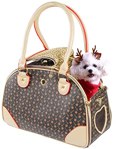BETOP HOUSE Sac à Main Tendance en Cuir synthétique pour Chien, Chat, Sac fourre-Tout pour Animal Domestique, Chat, Chien, Sac de randonnée, Marron, Taille S, 38 x 23 x 17 cm
