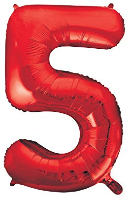 Unique Party 55855 - Palloncino Gigante - Numero 5 - 86cm - Rosso