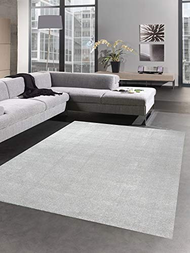CARPETIA Moderner Teppich Wohnzimmerteppich Uni einfarbig Silber Größe 120x170 cm