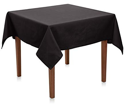 Tischdecke Baumwolle Linon - Uni, Einfarbig, Baumwolltischdecke, Tischtuch, Tischdeko (Schwarz, 80x80 cm)