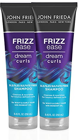 John Frieda Anti Frizz, Frizz Ease Dream Curls Shampoo, SLS/SLES Sulfate Free Shampoo for Curly Hair, Helps Control Frizz, with Curl Enhancing Technology, 8.45 Fl Oz, Pack of 2