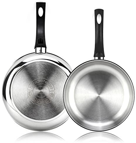 MAGEFESA Essencial Inox - Set de Sartenes Plateadas de 24 + 28cm, Acero Inoxidable, Sin Recubrimiento ni Antiadherente, Ecológicas, Inducción