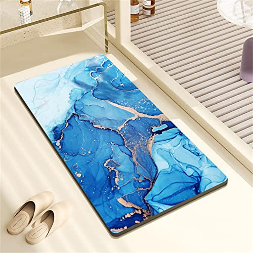 Lzryybz Tapis de Bain en Pierre diatomite antidérapant Anti moisissure sèche Rapide Douche à diatomées Fil d’Or marbre Absorbant Caoutchouc 50x80cm