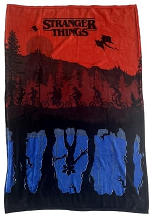 Character World Official Stranger Things Fleece Blanket | Super Soft Warm Throw, Midnight Upside Down Design | Perfect For Home, Bedroom, Sleepovers & Camping | Size 100 x 150cm