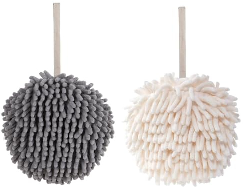 BZKSER Chenille Hängende Handtücher Ball - 2 pcs Ultra Super weich Waschlappen,Schnelltrocknende Gesichtstücher,Mikrofaser Absorbierende Handtücher,für Küchen und Badezimmer