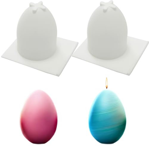 Junhui 2 Pezzi Stampo in Silicone per Pasqua, Stampi per Uova in Silicone, Uova Stampo Candela, 3D Forma di Uova Stampo per Uova di Pasqua per Cioccolato, Pasqua Regali