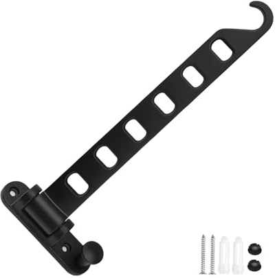 TIANLIN Kleiderhaken Klappbar, Kleiderhaken Wand Klappbar mit Sechs Löchern, Kleiderlüfter, Bohrmontage, Aluminiumlegierung, Geeignet für Balkone, Badezimmer und Waschküchen (Schwarz)