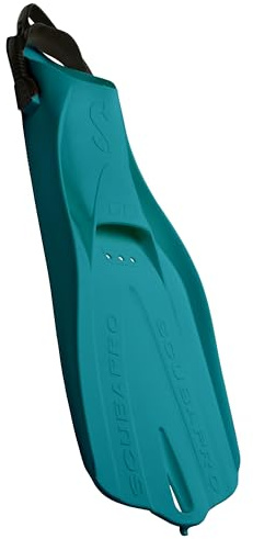 SCUBAPRO Go Travel Diving Fin for Snorkelling, Diving and Swimming, Turquoise Diving Fin with Black Bungee Heel Strap, X-Small-Small
