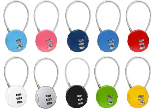 Hitopin Zahlenschloss 3 Stellig, Kleines Schloss mit Zahlencode, Kofferschloss Vorhängeschloss, Kofferschloss Zahlenschloss, für Koffer Gepäck Rucksack Schul oder Gym Kabinett(10PCS)