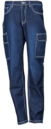 Generico Jeans da Lavoro Elasticizzato Multitasche Pantaloni Donna Modello Denver (IT, Testo, M, Regular, Regular, Blu)