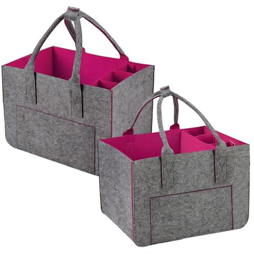 BDHYYM 2 Pezzi Borsa Shopper in Feltro,Felt Bag Large 30L,Grande Borsa in Feltro,Borsa di Feltro Spesa Stoccaggio Pieghevole,Borsa Della Spesa in Feltro con Scomparti,Cestino Della Spesa in Feltro