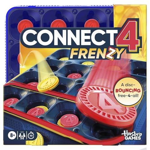 Connect 4 Frenzy Game | Bounce Discs 4 The Win | Family Party Games for Kids, Teens, and Adults | Ages 8+ | 2 to 6 Players | 10 Mins. | Portable Games
