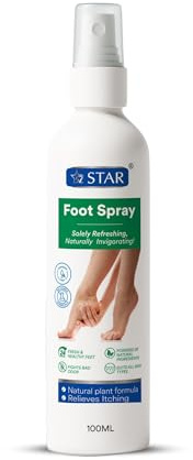 SZ STAR Foot Spray 100ml for Smelly & Sweaty Feet, Antifungal Deodorant with Peppermint & Tea Tree Oil, Cooling Spray for Freshness & Daily Care, Athletes Treatment Formula