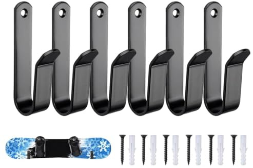 Abiyou 6 Pièces Support Mural pour Snowboard, Support Horizontal pour Snowboard avec Vis, Support Skateboard Mural, Support Mural de Rack de Snowboard, pour Chambre, Garage, Snowboards, Skateboards