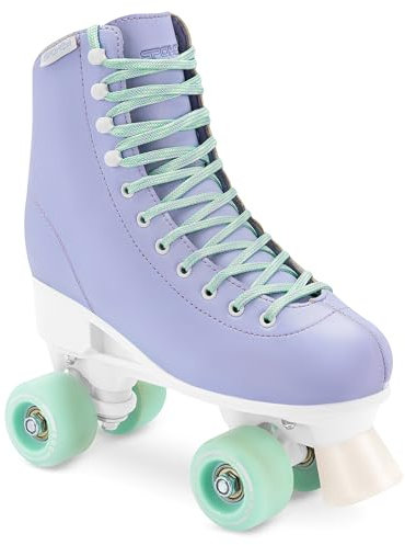 Damen Klassische Retro Rollschuhe | Verstellbare Größe | ABEC7 Kugellager | Lila Türkis Mädchen Classic Roller Skates Inliner Inlineskates | SPOKEY Queenie (35-38)