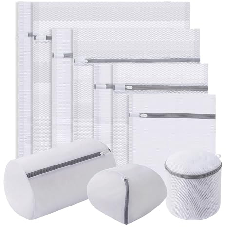 Wäschesack 10 Stück - Wäschenetz Groß 7 Größen - Wäscheklammerbeutel mit Reißverschluss für Waschmaschine, Verhindert Verformungen und Falten, Geeignet für Feinwäsche, Hemden, Unterwäsche, Plüschtiere