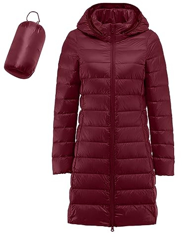 Doudoune Femme Longue Pliable Impermeable Veste Femme Hiver Legere Doux à Capuche Veste Matelassée Chaude Doudounes de Randonnée Anorak Parka Duvet Blouson Mi Saison Manteaux et Blousons Manteau