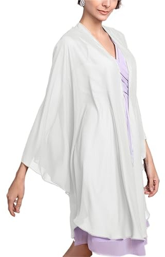LIUHLFSR Elegant lång formell brudbolero i chiffong för kvinnor sommar, Beige 2, one size