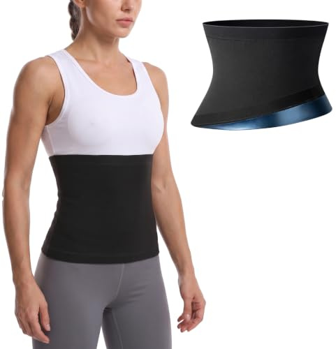 THQAE Magbälte dam, midjetränare dam för fitness, svettbälte blå L/XL, magbälte fettförbränning, justerbart magbälte sport, fitnessbälte för magväg, svettbälte