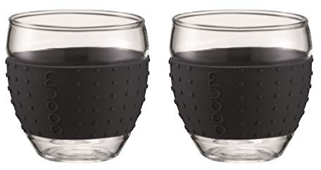 Bodum PAVINA 2-teiliges Gläser-Set (Rutschfester, farbiger Silikonring, 0,1 liters) schwarz