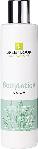 GREENDOOR Vegan kroppslotion aloe vera 250 ml, naturkosmetik kroppslotion, tillverkningskvalitet utan silikon, utan parabener, naturlig kroppsmjölk mot torr hud, naturlig kroppslotion