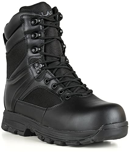 LA Police Gear LAPG Men’s Sector 8” Waterproof Side-Zip Duty Boots, Breathable & Comfortable Tactical Hiking Combat Shoes for Men, Black, Size 13-Standard