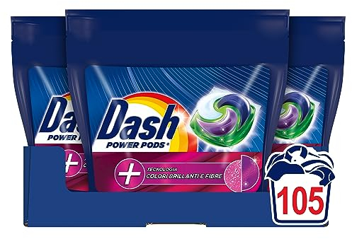 Dash Power Pods Detersivo Lavatrice In Capsule, 105 Lavaggi (35x3), Tecnologia Colori Brillanti E Fibre, Protegge I Capi, Efficace Anche A Freddo E In Cicli Brevi