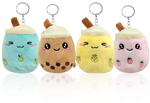 4 Stück Bubble Tea Plüschtier, Kleine Bubble Tea Kuscheltier