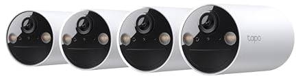 Tapo C410 Telecamera per Interni ed Esterni Senza Fili, 2K 3MP, Batteria durata fino a 180 Giorni dopo una Singola Carica, Visione Notturna a Colori, Allarme Con Rilevamento del Movimento, IP65, 4pz