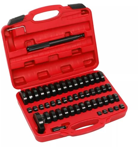 HPDTZ Set di 51 utensili per cuscinetti, piastre a pressione, driver per boccole, utensili per pressa idraulica, rondelle di pressione diametro da 18 a 65 mm, strumento per cuscinetti boccole