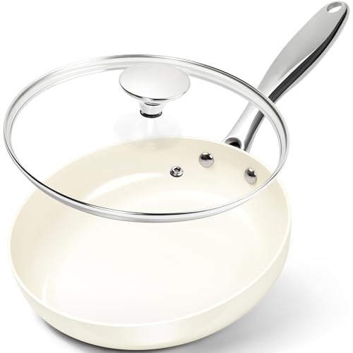MICHELANGELO Non Stick Frying Pan 26cm, Ceramic Frying Pan for Induction | Ceramic Coating For Food Release, Less Oil Use, Non Toxic Skillet, Suitable For Daily Frying, Vegetables And Family Meals