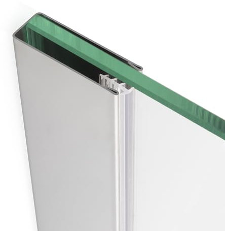 Perfil de Pared de Acero Inoxidable V2A para Mamparas de Ducha de 8 mm con Goma de Ajuste | Modelo U de 200 cm | Montaje Fácil y Seguro | Tornillería FISCHER Incluida (Plata)