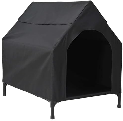 vidaXL Casa para Perros Negro 110 x 75 x 107.5 cm Tela Oxford y Acero, Casa Moderna para Perros, Refugio a Prueba de Clima, Espacio Flexible, hogar contemporáneo para caninos.