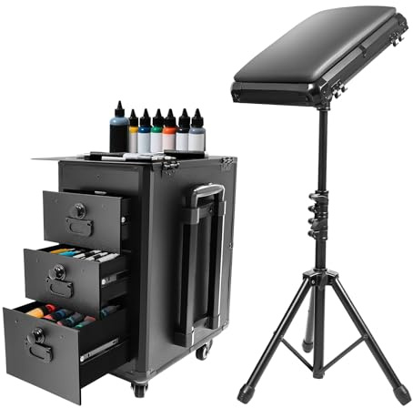 Valigia cosmetica con ruote e 3 cassetti per il trucco professionale con trolley, grande contenitore per tecnici delle unghie, estetisti, adesivi