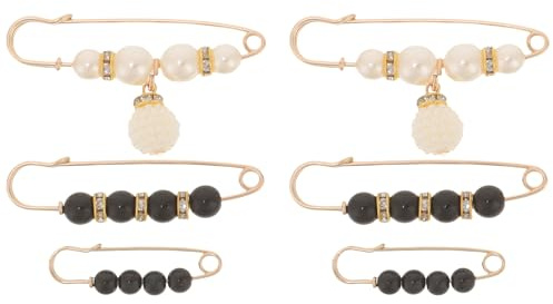 JOINPAYA Lot de 6 Broches de Sécurité pour Pantalon et Jupe Épingles à Nourrice en Perles Artificielles Serrage-Taille Ajustable Accessoire Pratique pour Vêtements et Ceintures
