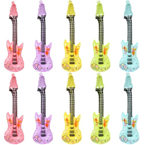 UHOMENY Strumento musicale gonfiabile per chitarra, con 5 colori a forma di chitarra, per festival musicali, accessori per feste a tema rock (piccolo)