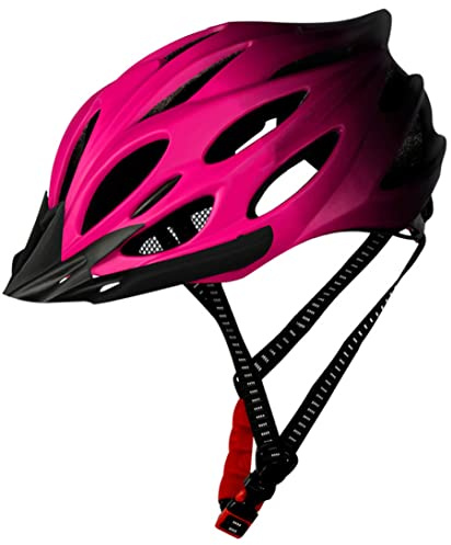 Uanqfegy Casque de vélo pour Adulte avec feu arrière – Casque de Cyclisme léger et réglable pour Homme et Femme (Roses)