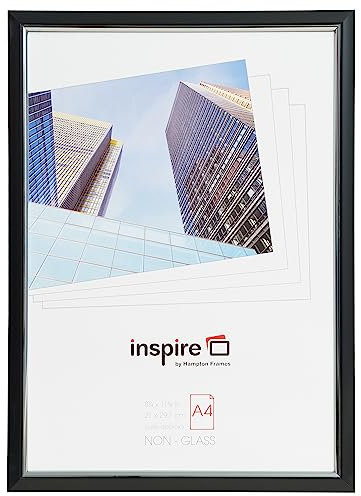 Hampton Frames, Easy Loader Poster Certificate Photo Frame, A4 21x30cm, Black, Acrylic Front | Freestanding or Wall Mount | Portrait or Landscape Display | Lightweight Durable Frame
