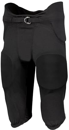 Russell Adult Integrated 7 Piece Pad Football Pants - Black-L