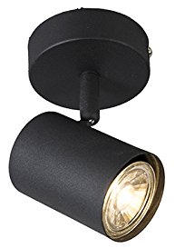 Qazqa - Industrial Spotlight Ceiling Black tiltable - Jeana 1- - Modern - Suitable for LED GU10 | 1 Way Light - Steel Surface-Mounted spotway Light - Suitable for Kitchen I Bedroom I