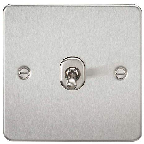 Knightsbridge FP1TOGBC FPAV1TOGBC Flat Plate 10A 1G 2 Way Toggle Switch-Brushed Chrome