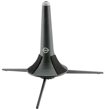 K&M 152/1 Trompetenständer Schwarz Kunststoff – Gummierter Kegel mit Filzstreifen – Transport im Schalltrichter möglich