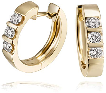 goldmaid Gelb Gold 585 Memoire Creolen 6 Diamanten 0,40 ct., Me O538GG Ohrringe Brillanten Schmuck