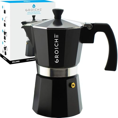 Grosche Milano Moka Herd Espresso Kaffeemaschine - 6 Cup / 275 ml - schwarz